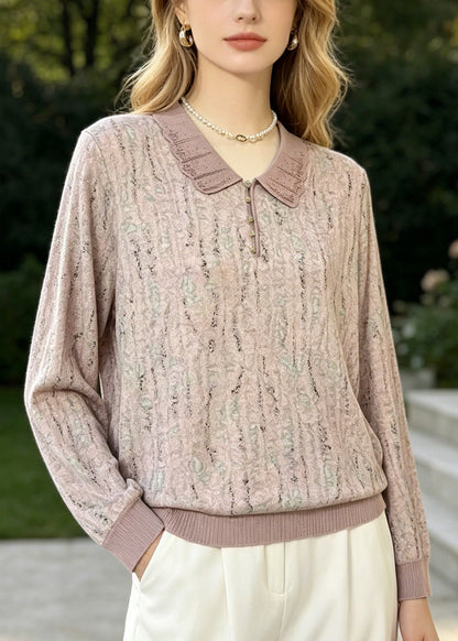 Peter Pan Collar Print Cotton Shirts Summer