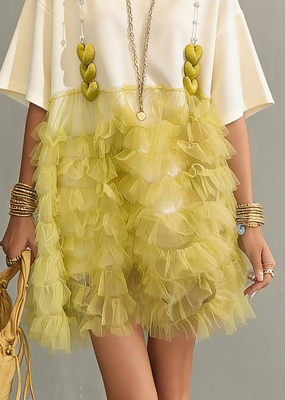 Colorblock Tulle Patchwork Mid Dress Summer