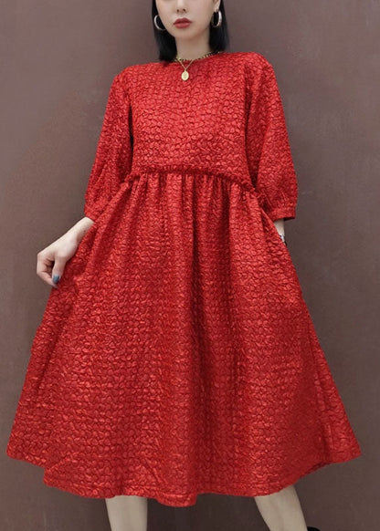 Red O-neck a Line Skirts Spring
