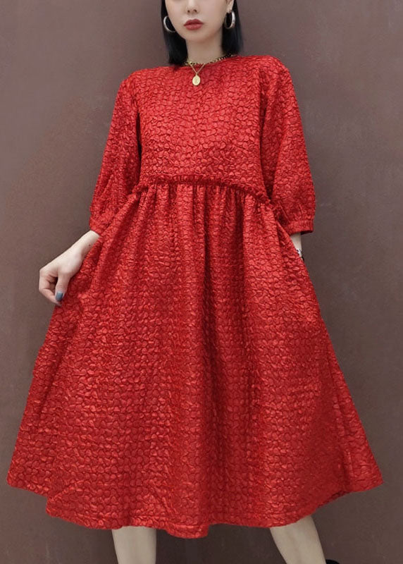 Red O-neck a Line Skirts Spring