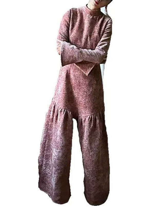 French Wrinkled Patchwork Cotton Long Dress Flare Sleeve Fall