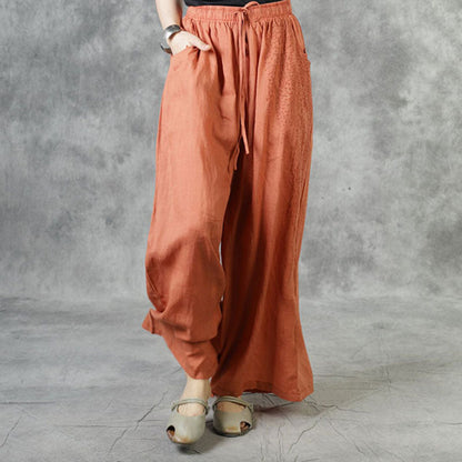 White Pockets Tie Waist Fall Wide Leg Pants