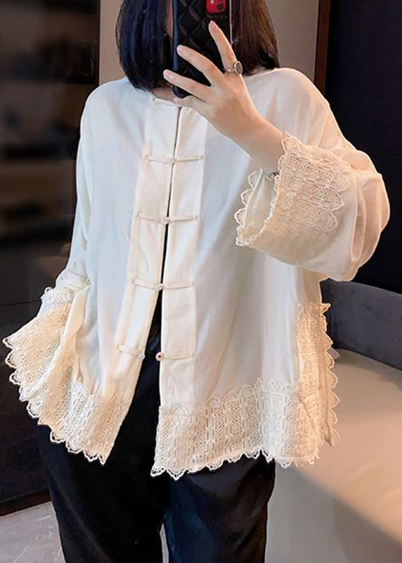 White Button Silk Velour Coats Long Sleeve