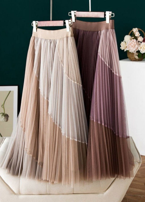 Purple Print Pleated Fall Skirts
