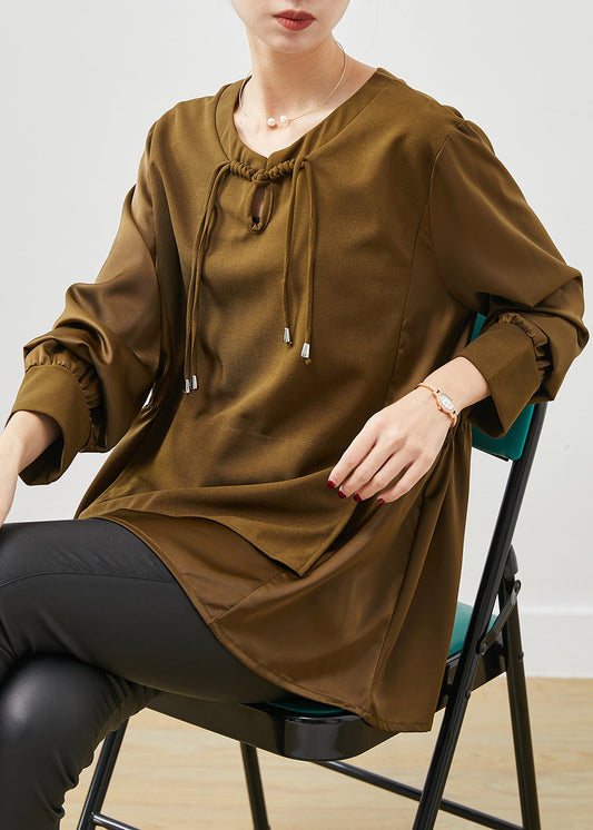 Green Tasseled Patchwork Spandex Oriental Top Spring