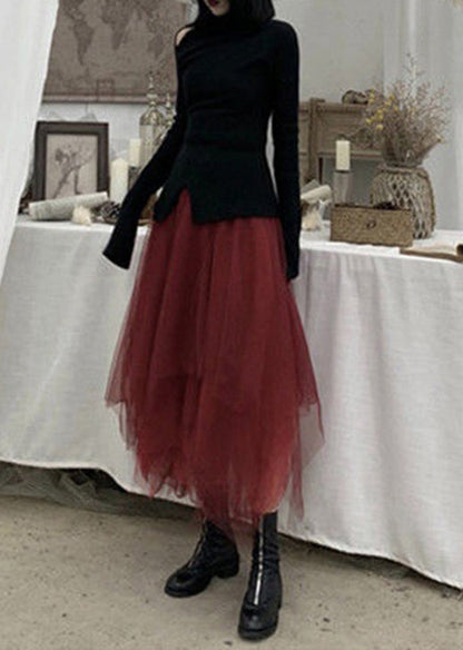 Mulberry Asymmetrical Tulle Skirts Spring