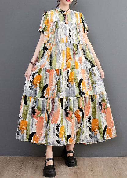 Oversized Ink and Wash Print Cotton Robe Dresses Summer