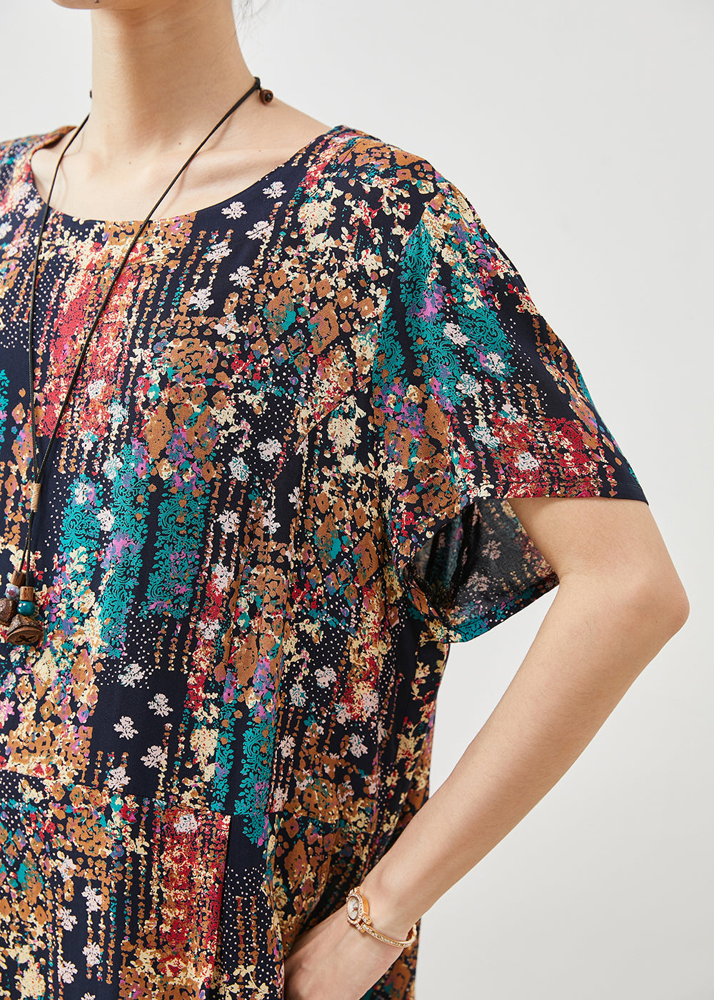 Black Oversized Print Cotton Dress Summer