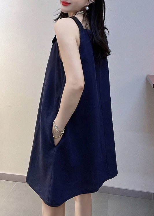 Navy Oversized Cotton Mini Dresses Summer