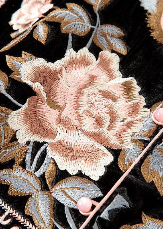 Pink Embroideried Button Patchwork Silk Waistcoat Sleeveless