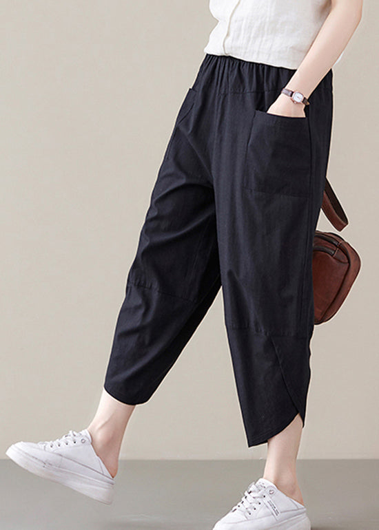 Black Elastic Waist Pants Spring