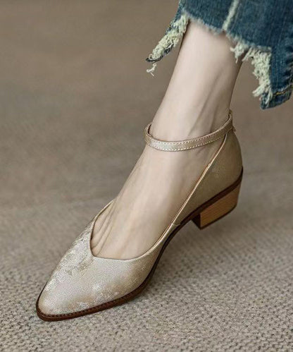 Green Faux Leather Chunky Loafers for Splicing Buckle Strap
