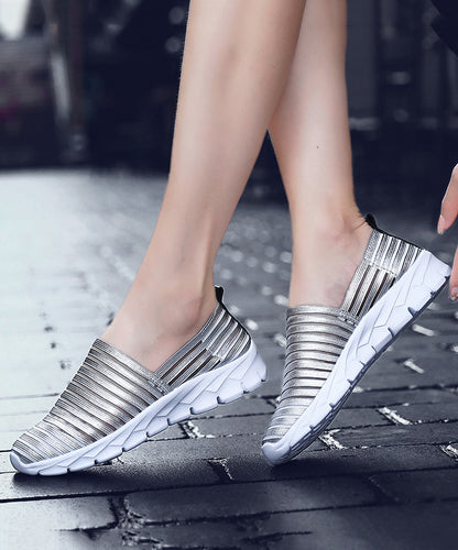 Diy Gold Soft Flat Shoes Breathable Elastic Fabric
