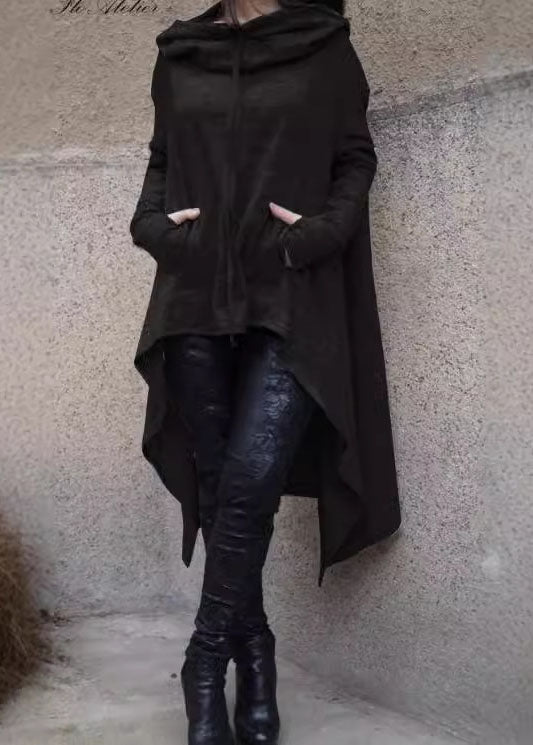 Mulberry Hooded Asymmetrical Cotton Pullover Spring