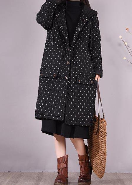 Loose Fitting Coats Black Hooded Pockets Outfit