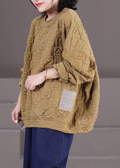 Simple Yellow O-neck Graphic Patchwork Sweatshirts Long Sleeve