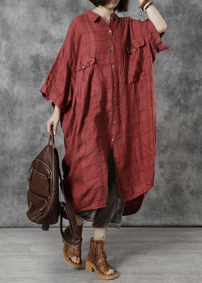 Loose Khaki Peterpan Collar Button Fall Dress Three Quarter Sleeve