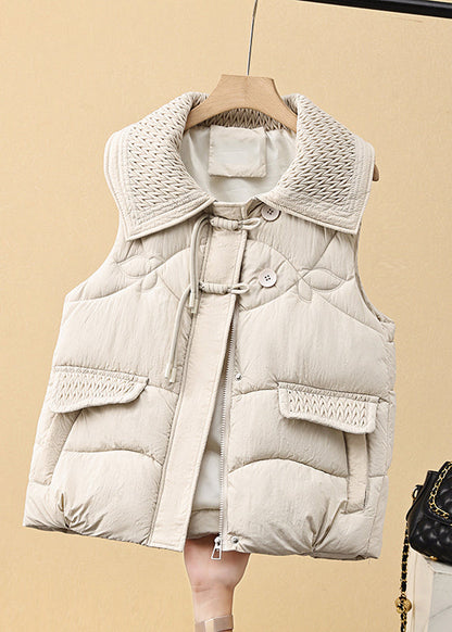 Pink Zip Up Patchwork Fine Cotton Filled Vest Sleeveless