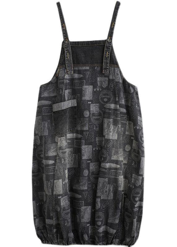 Black Print Clothes for Spaghetti Strap a Line Spring Dress