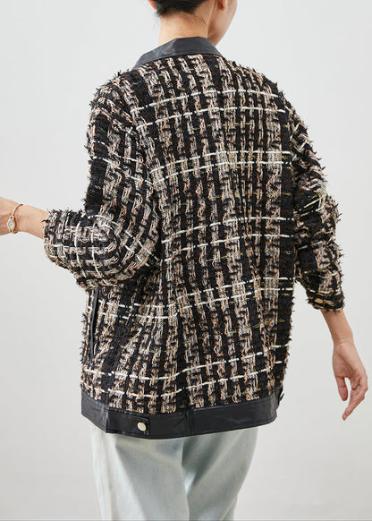 Black Peter Pan Collar Patchwork Cotton Coat Outwear Fall