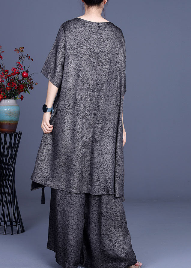 Khaki Asymmetrical Tie Waist Two Pieces Set Spring