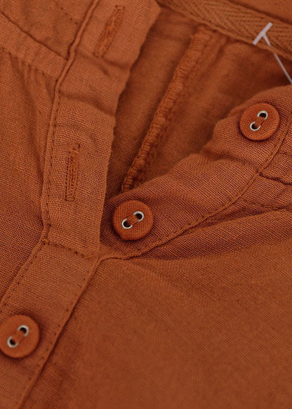 Orange Cotton Shirts Top Drawstring Hooded Long Sleeve