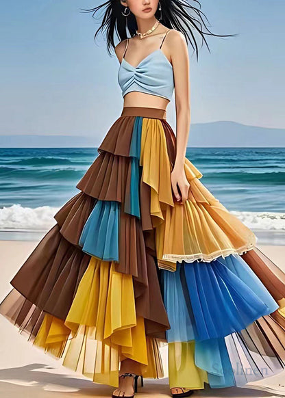 Multi Elastic Waist Chiffon Maxi Pants and Skirts