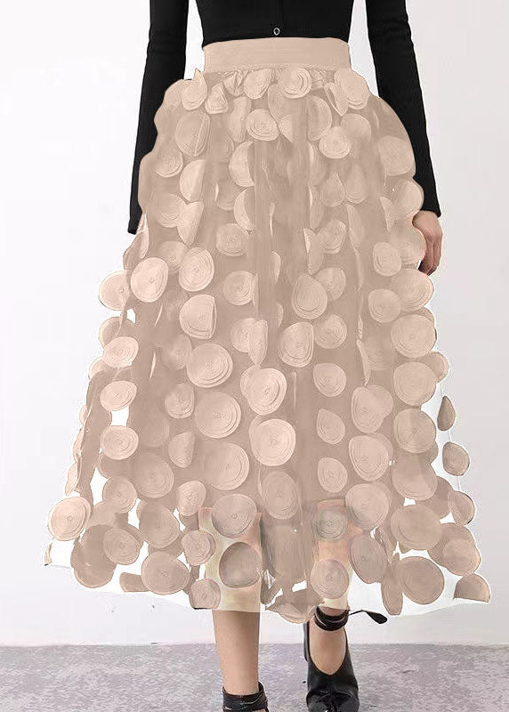 Red Patchwork Tulle Skirt Fall