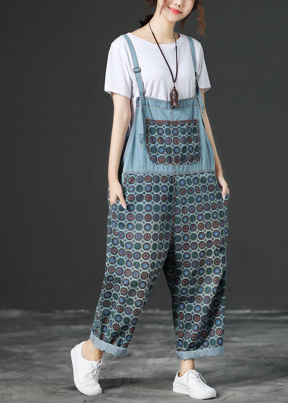 Light Blue Pockets Denim Jumpsuits Spring