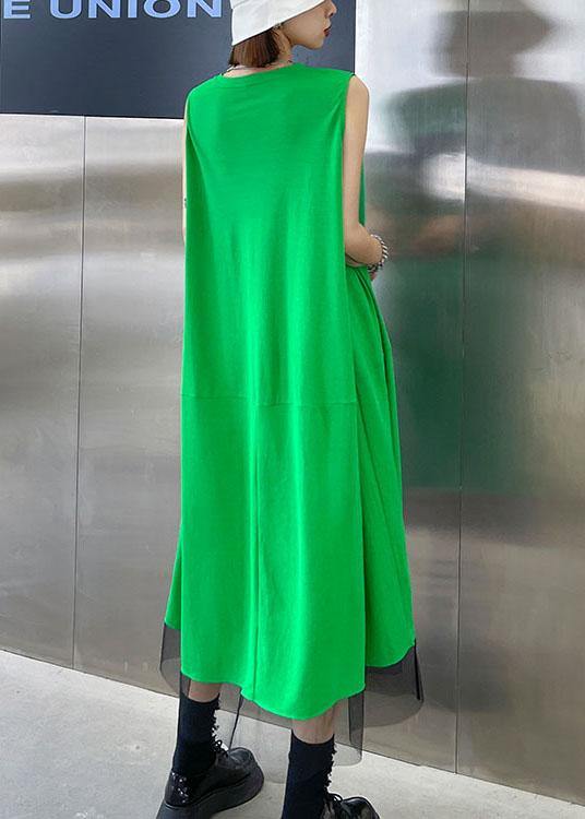Green Patchwork Tulle Sleeveless Summer Dress