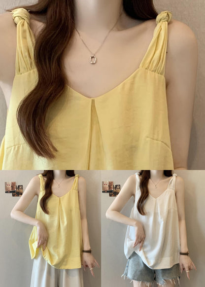 Yellow V Neck Cotton Tank Sleeveless