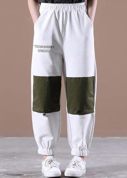 Unique White Harem Pockets Pants Trousers Summer Cotton