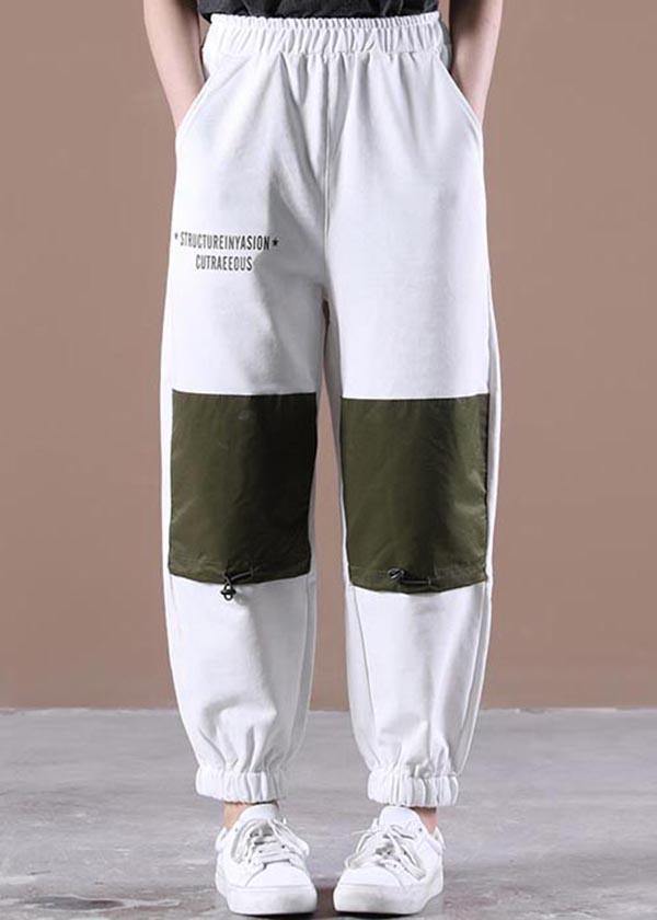Unique White Harem Pockets Pants Trousers Summer Cotton
