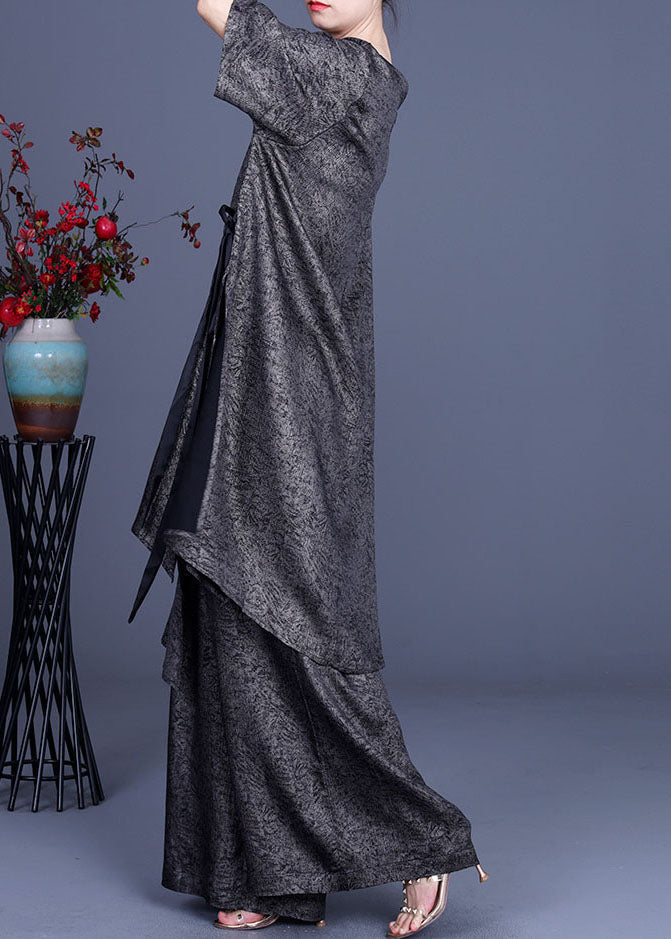 Khaki Asymmetrical Tie Waist Two Pieces Set Spring