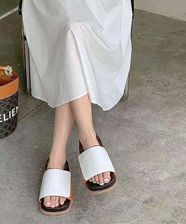 White Faux Leather Best Sandals for Walking Walking Sandals
