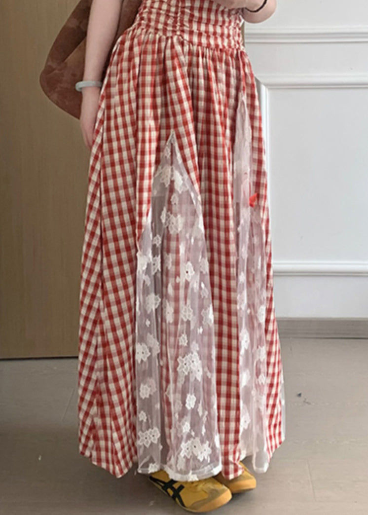 Plaid Strapless Pockets Patchwork Cotton Dress Sleeveless