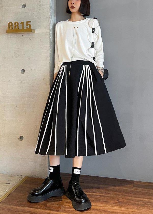 Black Striped High Waist a Line Summer Skirts