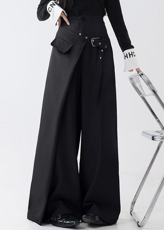 Original Black Asymmetrical High Waist Spandex Pants Fall