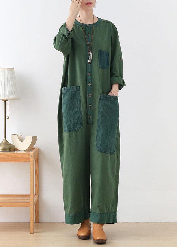 Diy Green Retro Spring Denim Romper Outfit