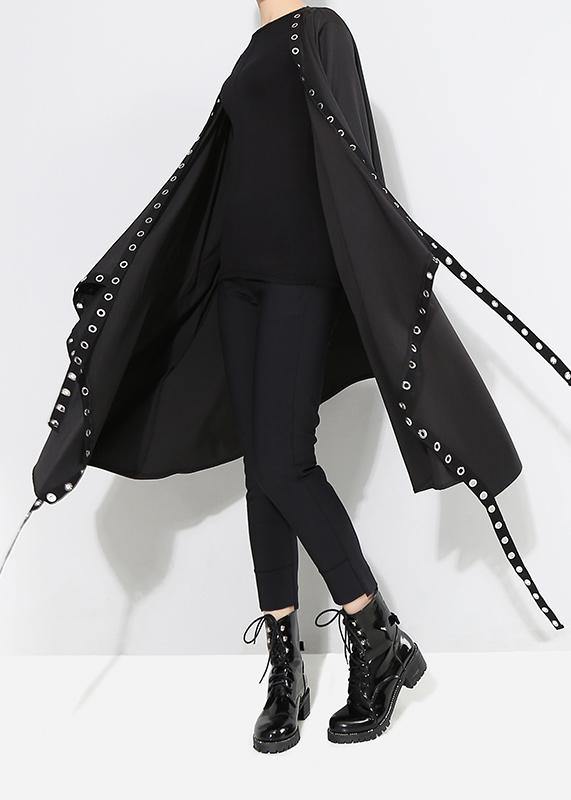 Woman Black Unique Cape Style Coat