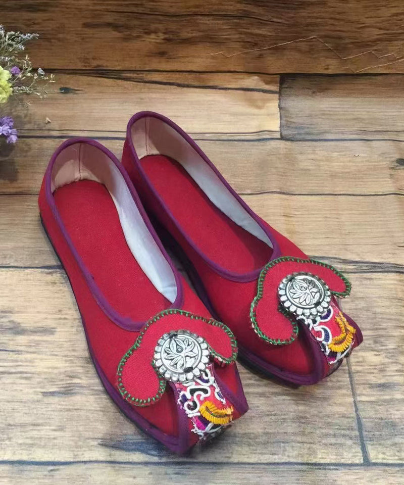 Chinese Style Green Embroideried Flat Shoes for