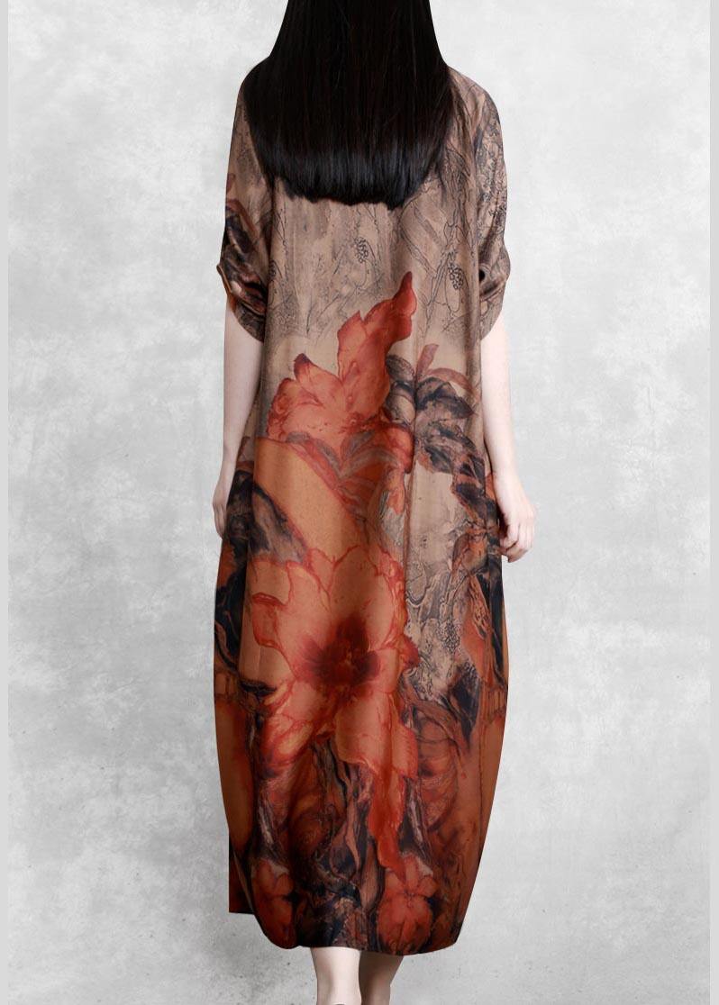 Italian Chocolate Print Clothes Asymmetric a Line Dress