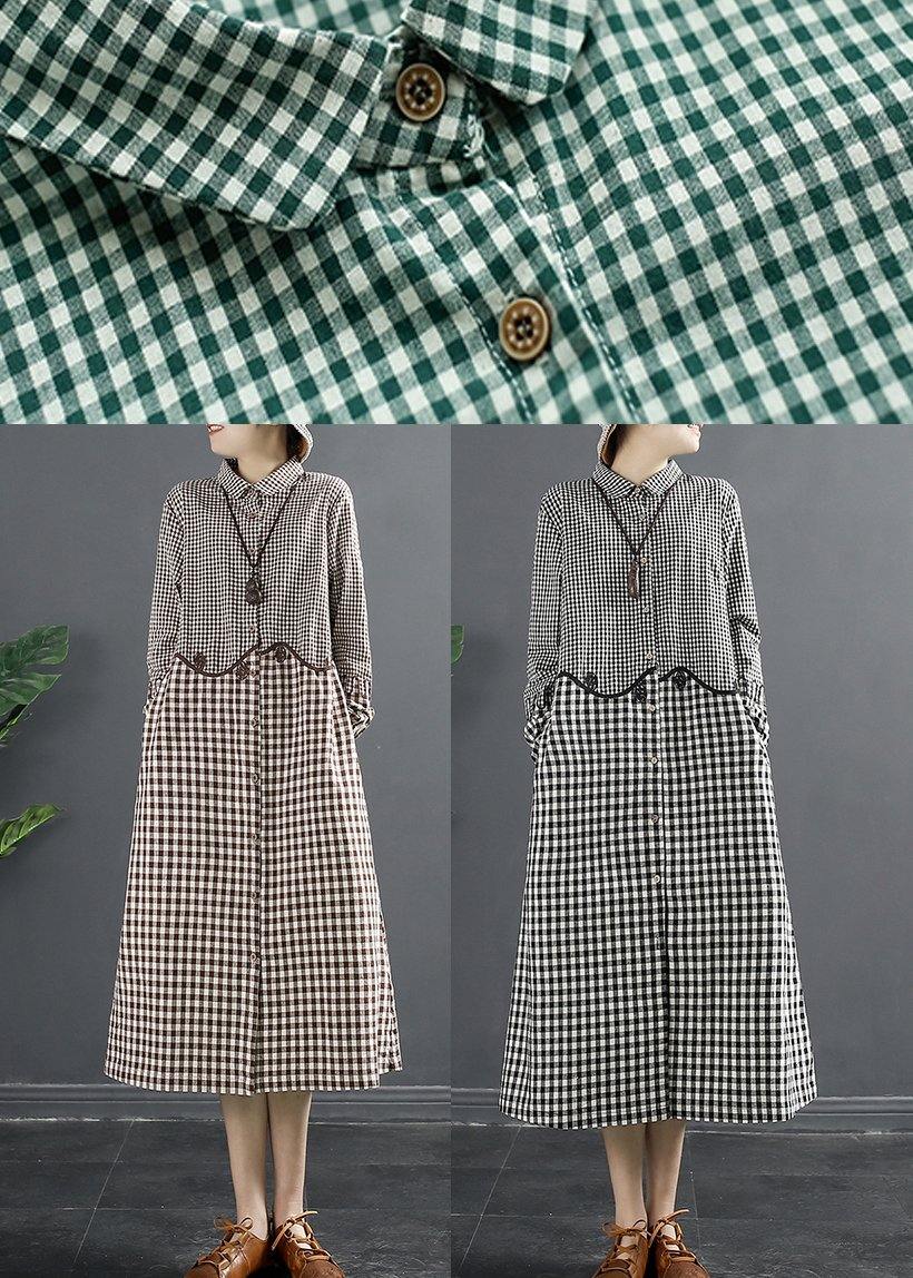 Green Plaid Patchwork Dress