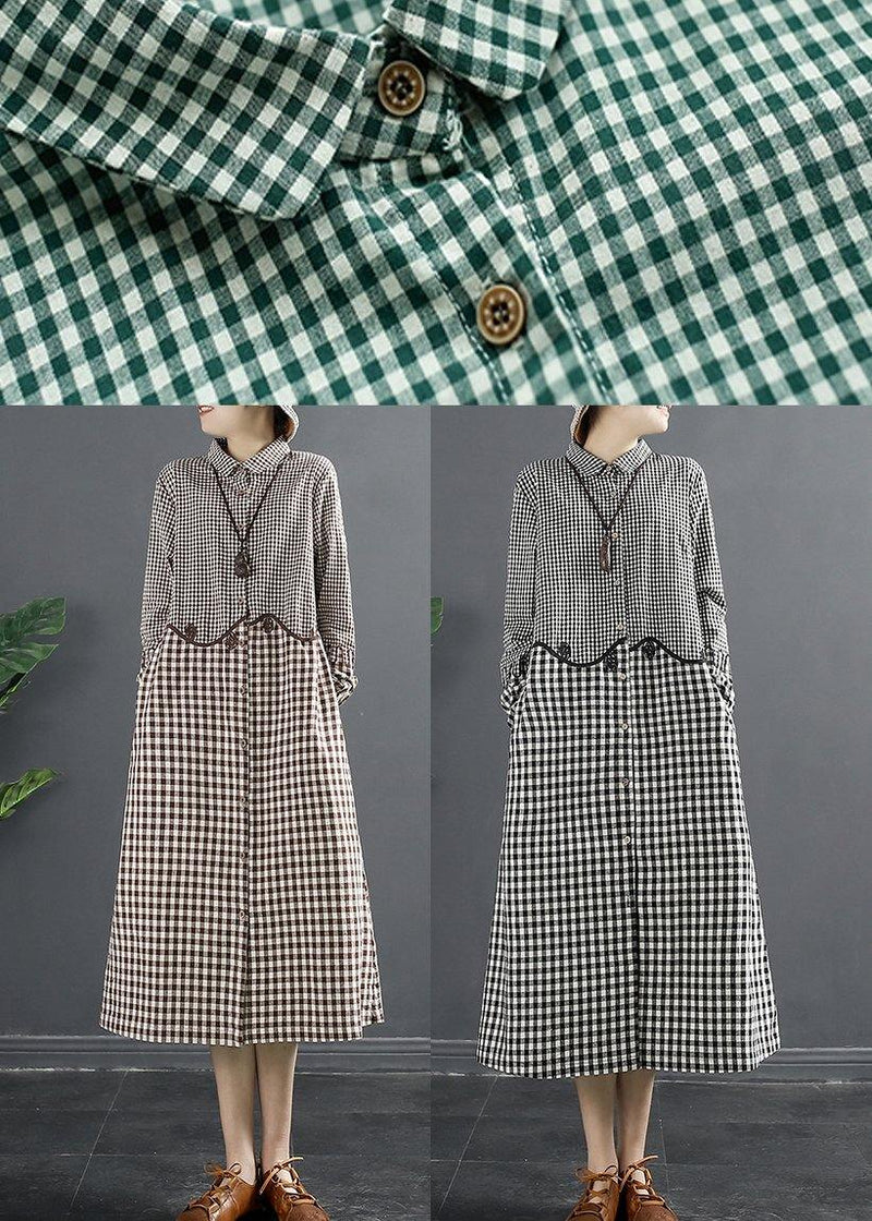 Green Plaid Patchwork Dress