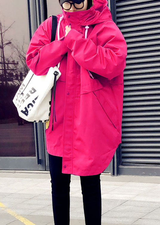 Unique Rose Zippered Asymmetrical Design Regular Fall Trench Coats