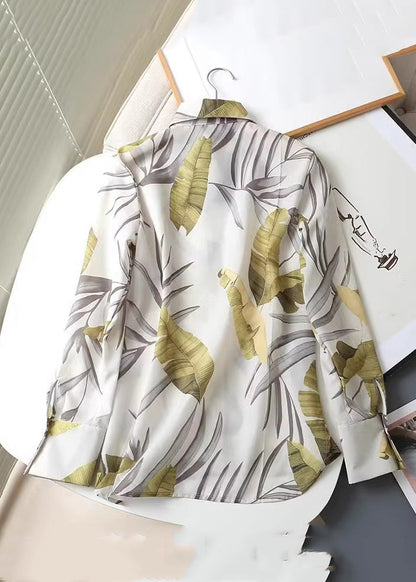 Peter Pan Collar Print Button Shirt Spring