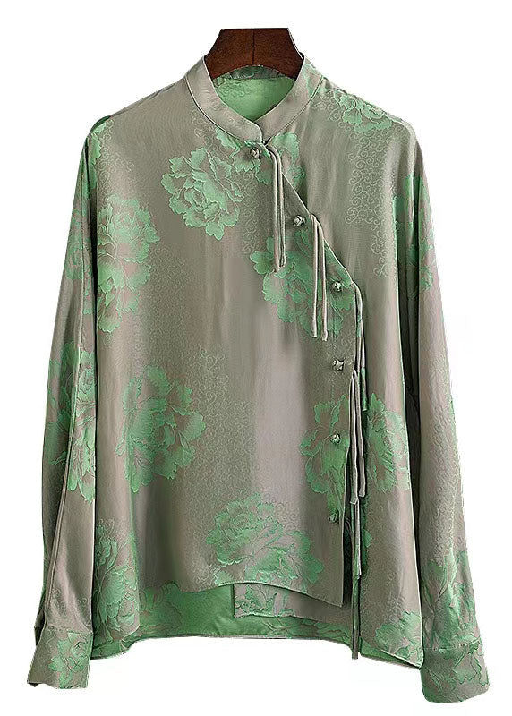 Yellow V Neck Asymmetrical Design Wrinkled Print Blouse Top Lantern Sleeve