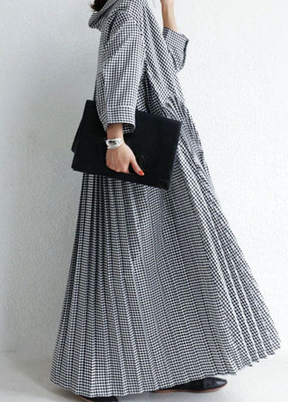 Plaid V Neck Wrinkled Patchwork Cotton Loose Cardigans Spring