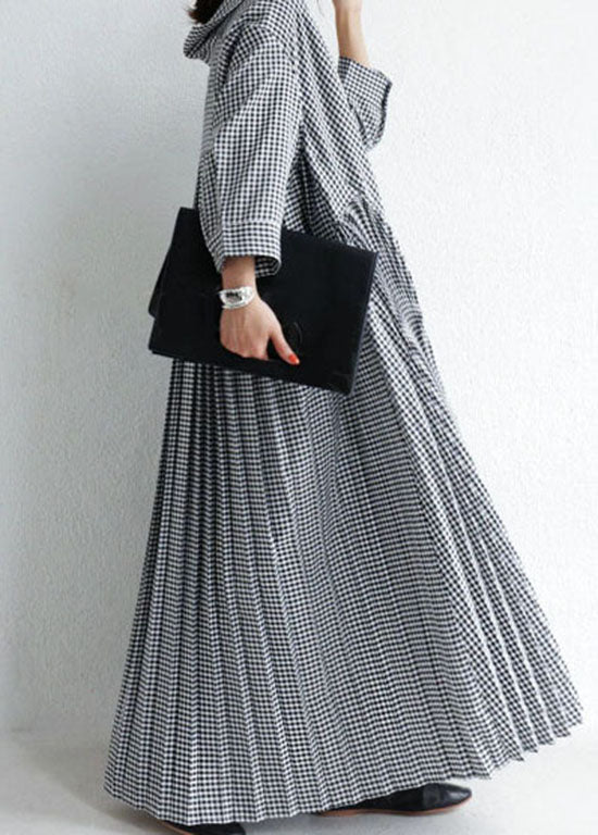 Plaid V Neck Wrinkled Patchwork Cotton Loose Cardigans Spring
