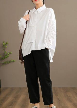 Style White Clothes for Lapel Button Down Midi Spring Blouses